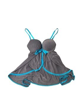 La Senza Grey And Blue Mesh Babydoll Top Mermaidcore Lingerie Coquette Fairycore